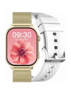 Dámské chytré hodinky GRAVITY GT15-10 s bílým silikonovým řemínkem + zlatý náramek