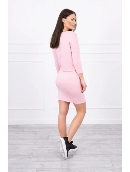 Viskózové šaty s vázáním v pase, pudrově růžové Viskózové šaty s vázáním v pase, pudrově růžové