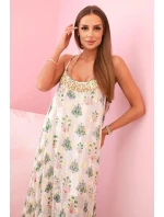 Dámské šaty na ramínka ze světlé viskózy korálový