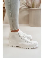 Dámské Tenisky S Kotníkovou Šněrovací Big Star OO274009 Bílé Dámské Tenisky S Kotníkovou Šněrovací Big Star OO274009 Bílé