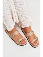 Dámské Pantofle S Přezkami Béžové model 21700025 - Boto Dámské Pantofle S Přezkami Béžové model 21700025 - Boto