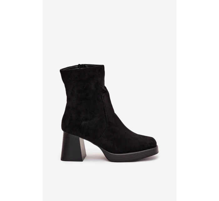 Dámské Botky Na Podpatku Z Eko Semiše Se Zipem Černé Serinna Dámské Botky Na Podpatku Z Eko Semiše Se Zipem Černé Serinna