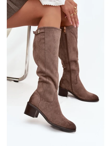 Kozaki před koleno eko semiš na sloupku Vinceza 58332 tmavě béžové Kozaki před koleno eko semiš na sloupku Vinceza 58332 tmavě béžové