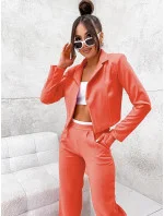 Dámský komplet v korálové barvě krátké sako a široké kalhoty model 19673906 - Moon Dámský komplet v korálové barvě krátké sako a široké kalhoty model 19673906 - Moon