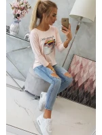 Letní dívčí halenka s potiskem pudrově růžová