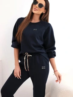 Dámský komplet z viskózy s mikinou a kalhotami máslový modrý