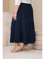 Dámská sukně Plus Size z bavlněného mušelínu s volánem a gumičkou námořnická modrá Dámská sukně Plus Size z bavlněného mušelínu s volánem a gumičkou námořnická modrá