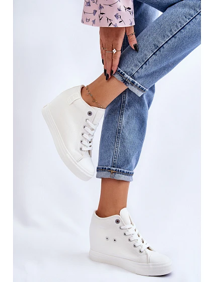 Vysoké tenisky na klínu Big Star Bílé model 21608832 - Big Star Shoes Vysoké tenisky na klínu Big Star Bílé model 21608832 - Big Star Shoes