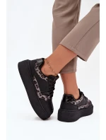 Dámské tenisky na platformě Big Star model 21706532 leopardí černé - Big Star Shoes