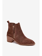 Dámské perforované kotníkové boty Vinceza 58621 Hnědé Dámské perforované kotníkové boty Vinceza 58621 Hnědé