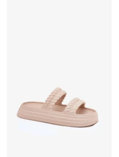 Dámské lehké pěnové pantofle na platformě S.Barski – béžové