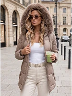 Dámská zimní prošívaná bunda s kapucí, béžová, FashionStreet TY5756 Dámská zimní prošívaná bunda s kapucí, béžová, FashionStreet TY5756