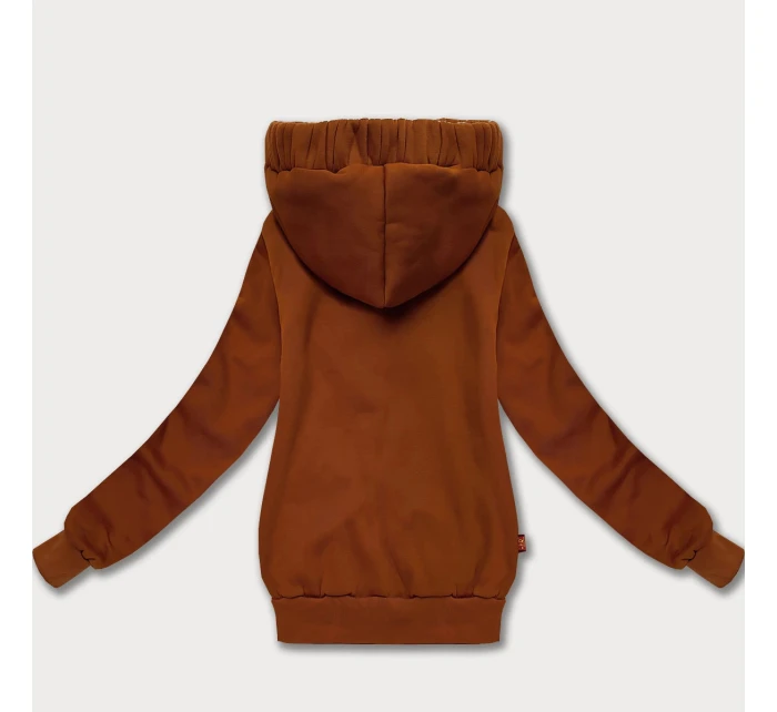 Vypasovaná dámská mikina v karamelové barvě s asymetrickým zipem model 21301348 - LHD