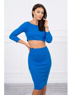 Souprava halenky a sukně chrpově modrá