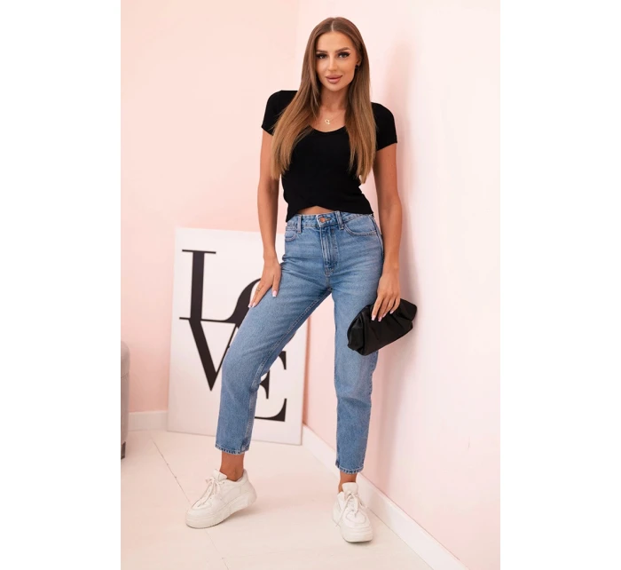 Dámská pruhovaná blůza s model 21772772 výstřihem a krátkým rukávem černá - K-Fashion Dámská pruhovaná blůza s model 21772772 výstřihem a krátkým rukávem černá - K-Fashion