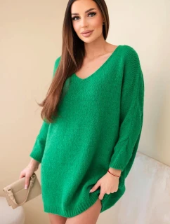 Dámská plus size vlněná sukýnka s výstřihem do V zelená
