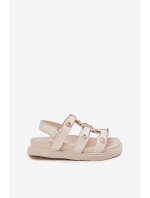 Dětské Sandály Se Zlatým Detalem Béžové Lunessa Dětské Sandály Se Zlatým Detalem Béžové Lunessa