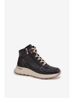 Sportovní dámské boty na platformě z přírodní kůže model 21713749 Černé - Zazoo Sportovní dámské boty na platformě z přírodní kůže model 21713749 Černé - Zazoo