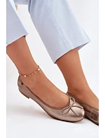 Kožené dámské baleríny model 22100762 Zlaté - Maciejka Kožené dámské baleríny model 22100762 Zlaté - Maciejka