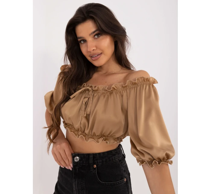 Bluzka LK BZ model 20461029 camelowy - FPrice Bluzka LK BZ model 20461029 camelowy - FPrice