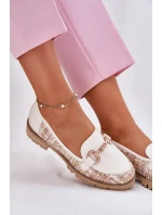 Dámské kožené mokasíny se zlatým detailem Laura Messi – světle béžové