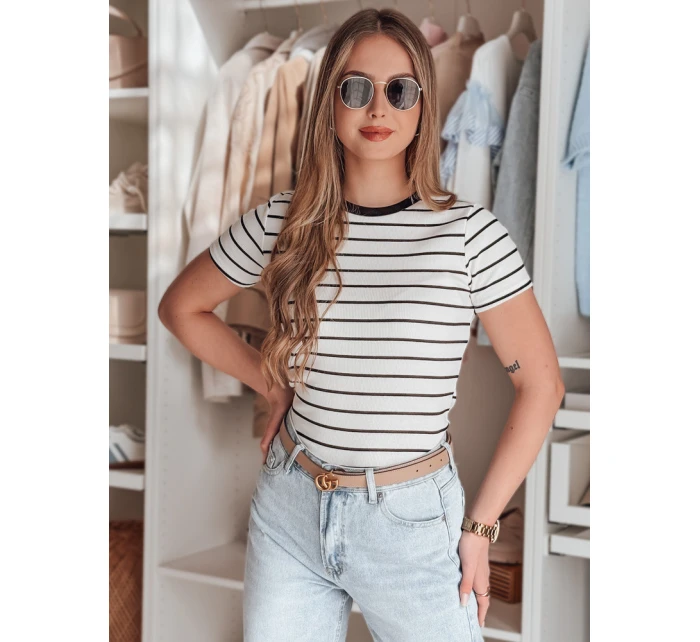 Dámské základní pruhované tričko LINESS white FashionStreet RY2818