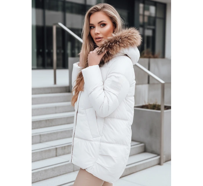 Dámská prošívaná zimní bunda s kapucí světle béžová FashionStreet TY5507