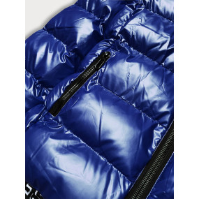 Světle modrá metalická dámská bunda s kapucí (XW808X)
