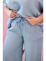 Dámská souprava Plus Size z halenka a kalhoty s vázáním světle model 21142682 - K-Fashion