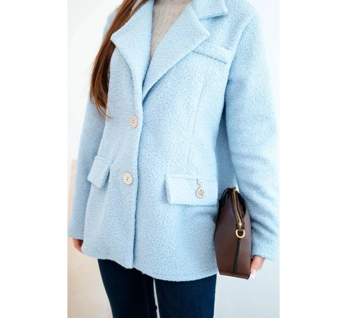 Dámská bunda z měkkého beránka s límcem modrá