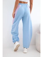 Dámské máslové kalhoty z viskózy s lampasem modré Dámské máslové kalhoty z viskózy s lampasem modré