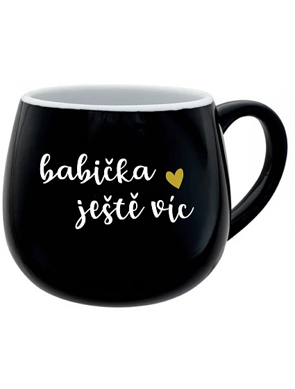 BABIČKA JEŠTĚ VÍC - černý keramický hrníček 300 ml
