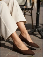 Baleriny damskie zamszowe z noskiem w szpic brązowe FashionStreet ZY1423