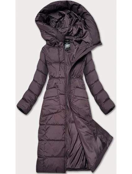 Hnědá dlouhá dámská prošívaná zimní bunda Libland (7767)