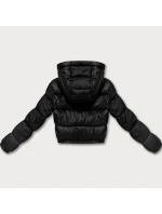 Černá oboustranná dámská krátká bunda s panteřím vzorem Minority (M6-6001-1)