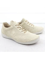 Dámské perforované béžové kožené polobotky model 21904669 - Rieker