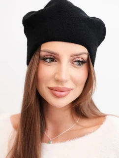Dámská vlněná klasická hladká čepice beanie K420 černá