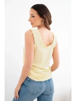 Dámská viskózová halenka s volánkem u výstřihu žlutá Dámská viskózová halenka s volánkem u výstřihu žlutá