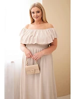 Dámské šaty Plus Size s volánem a elastickým pasem béžová