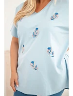 Dámská bavlněná halenka Plus Size s model 22185749 modrá - K-Fashion Dámská bavlněná halenka Plus Size s model 22185749 modrá - K-Fashion