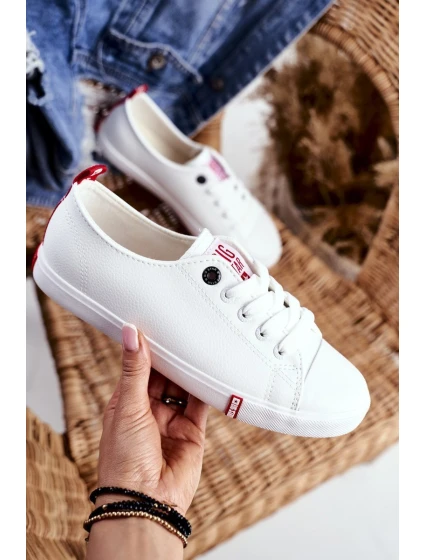 Dámské Kožené Tenisky Big Star GG274005 Bílé-červené Dámské Kožené Tenisky Big Star GG274005 Bílé-červené