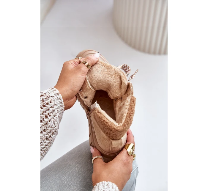 Dámské Zateplené Boty Trapery Na Platformě Hnědé model 21673064 - EVENTO