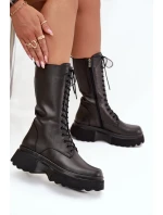 Kožené zimní kozačky s Černé model 21712089 - Artiker Kožené zimní kozačky s Černé model 21712089 - Artiker