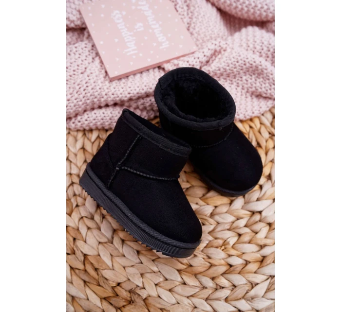 Dětské Teplé Sněhule Semišové černé Gooby Dětské Teplé Sněhule Semišové černé Gooby