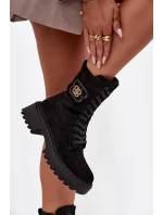 Dámské zateplené workery s ozdobným prvkem Kalindra – černé Dámské zateplené workery s ozdobným prvkem Kalindra – černé