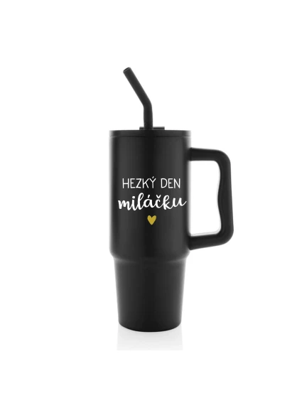 HEZKÝ DEN MILÁČKU - černý cestovní termohrnek 900 ml HEZKÝ DEN MILÁČKU - černý cestovní termohrnek 900 ml