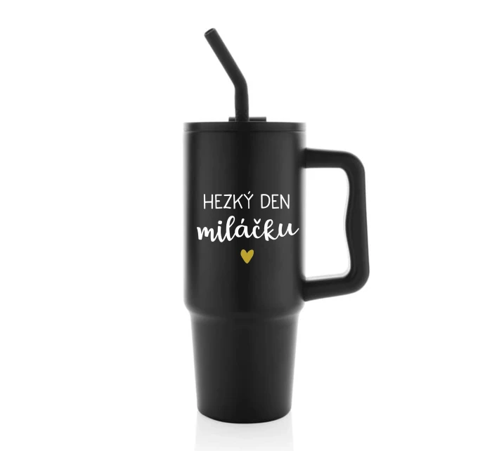 HEZKÝ DEN MILÁČKU - černý cestovní termohrnek 900 ml HEZKÝ DEN MILÁČKU - černý cestovní termohrnek 900 ml