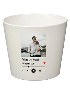 Bílý keramický květináč s vlastním odkazem na oblíbenou písničku - velký 
