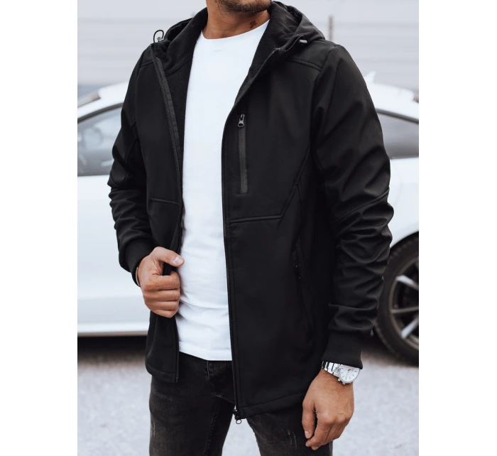 Pánská přechodná softshellová bunda s kapucí černá Dstreet TX4819 Pánská přechodná softshellová bunda s kapucí černá Dstreet TX4819