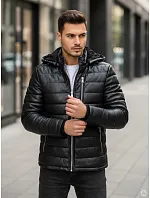 Pánská zimní prošívaná kožená bunda černá Dstreet model 21994749 - FashionStreet Pánská zimní prošívaná kožená bunda černá Dstreet model 21994749 - FashionStreet